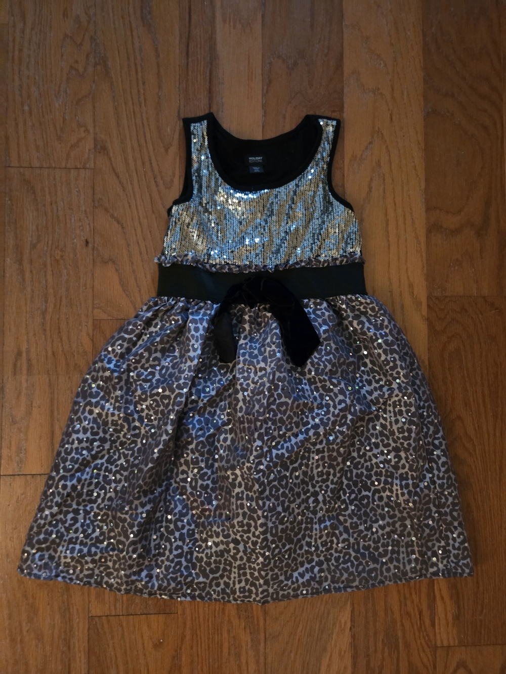 Holiday Editions Silver Sequin Tank & Leopard Print Party Dress